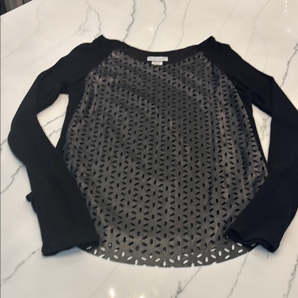 Kokoon Black Cut Out pleather top- fully lined- size small